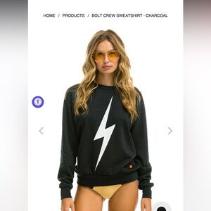 Aviator Nation Women’s Charcoal Lightning Bolt Sweatshirt - NEW, NEVER WORN